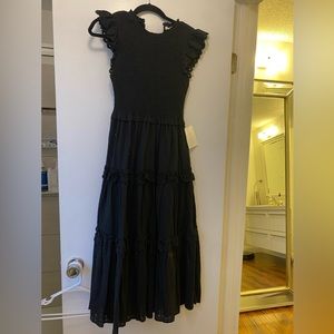 Brand New. A-line Smocked Midi Dress. Size S
